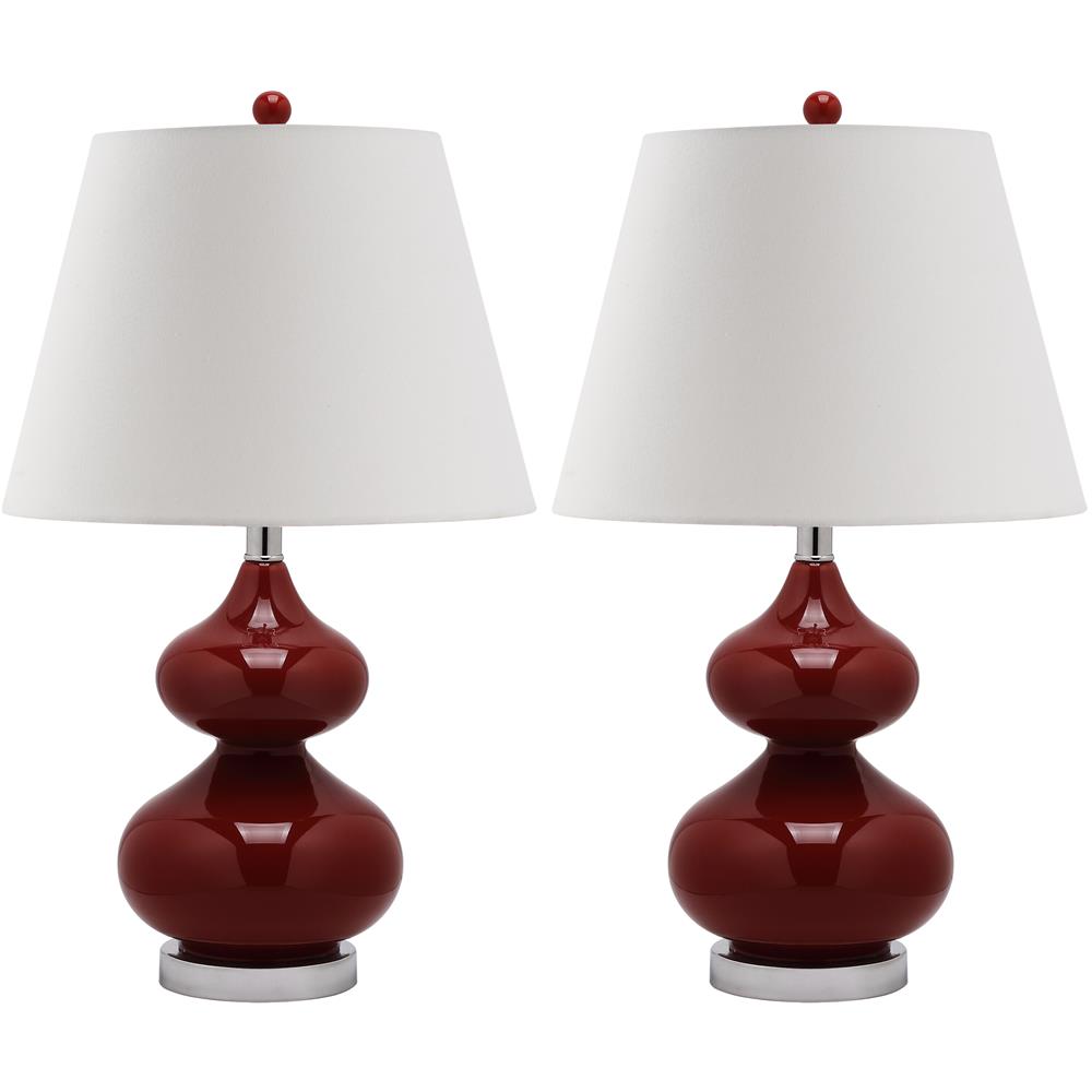 Safavieh LIT4086E EVA DOUBLE GOURD GLASS (SET OF 2) SILVER BASE AND NECK TABLE LAMP